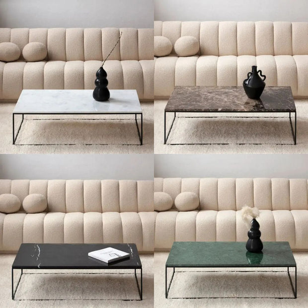 Table Basse Rectangulaire support noir - Divers Marbre et Dimensions