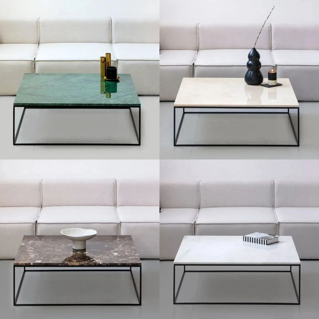 Table Basse Carrée en marbre blanc -  Divers Marbre et Dimensions