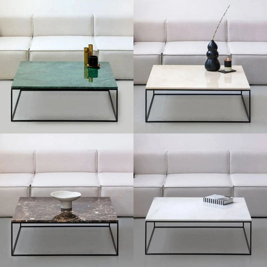Table Basse Carrée en marbre blanc -  Divers Marbre et Dimensions
