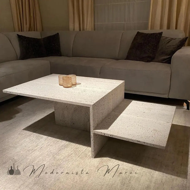 Table basse en travertin Jade- Modernista Maroc