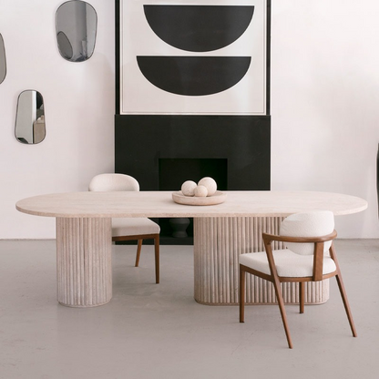 Table à manger Caryatis en travertin