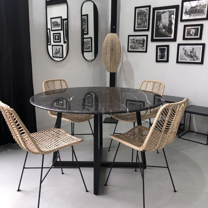 Table à manger ronde en marbre noir – Luxe et design haut de gamme
