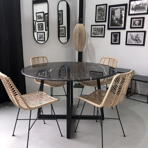Table à manger ronde en marbre noir – Luxe et design haut de gamme