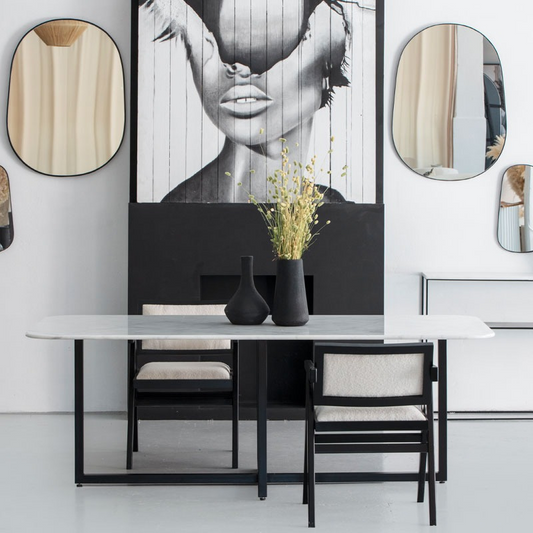 Table à manger rectangulaire en marbre blanc – Élégance intemporelle et design haut de gamme