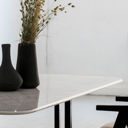 Table à manger rectangulaire en marbre blanc – Élégance intemporelle et design haut de gamme