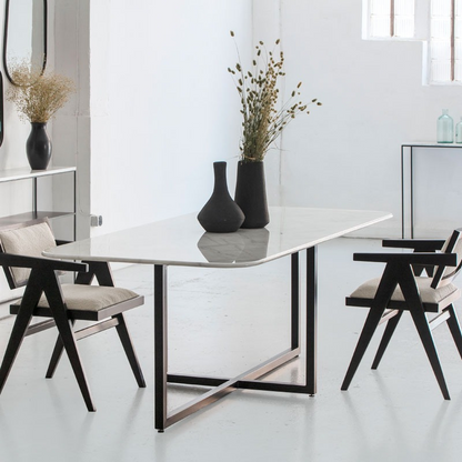 Table à manger rectangulaire en marbre blanc – Élégance intemporelle et design haut de gamme