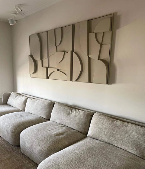 Trio de Tableaux Abstraits en Relief 3D