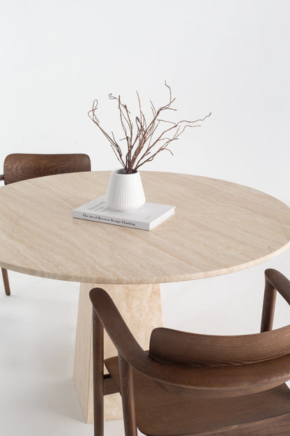 Table à manger ronde en travertin Nerion