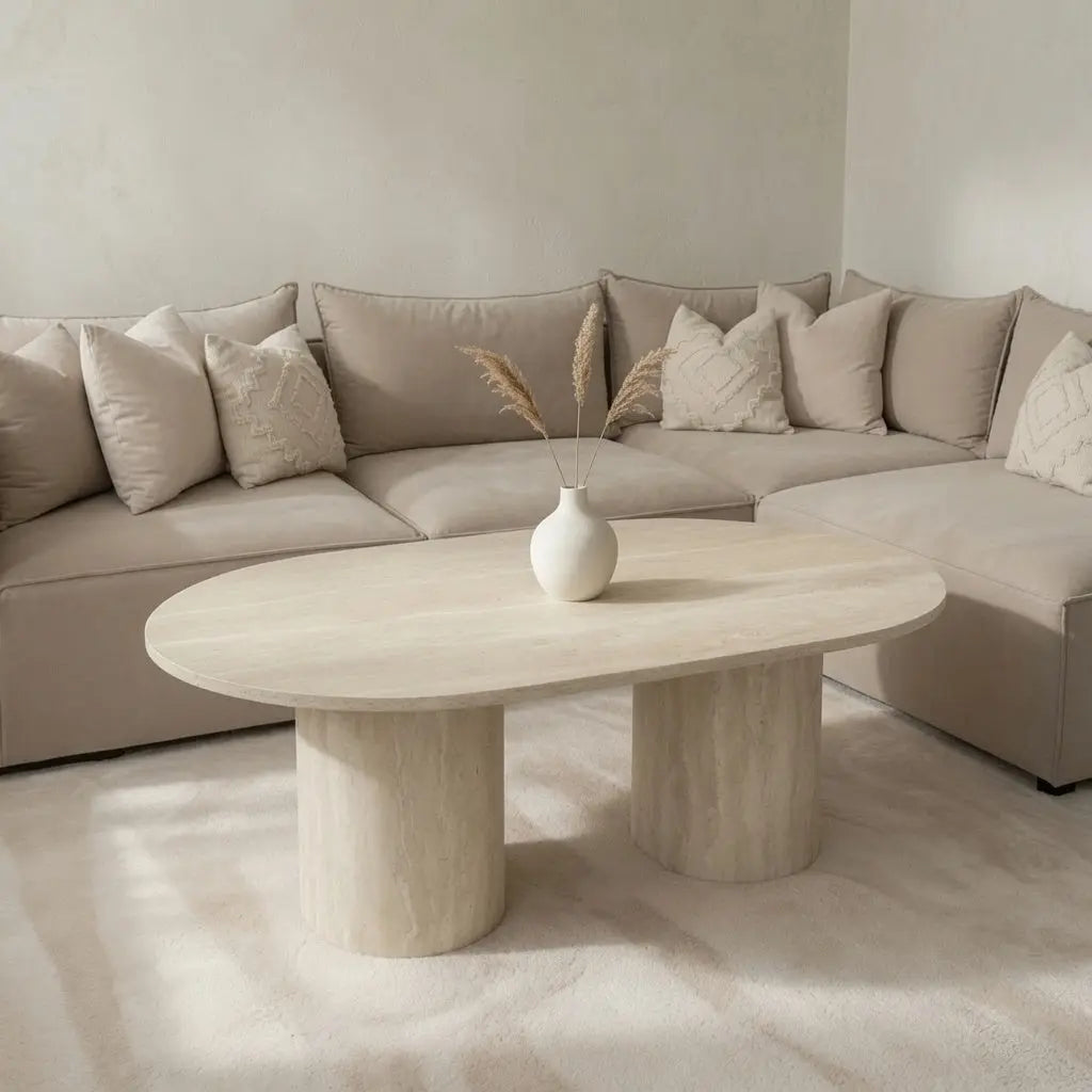 Table basse KYRENE en travertin Modernista Maroc