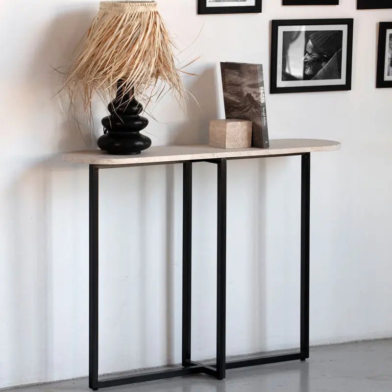 Console d'entrée en travertin Echo - Modernista Maroc