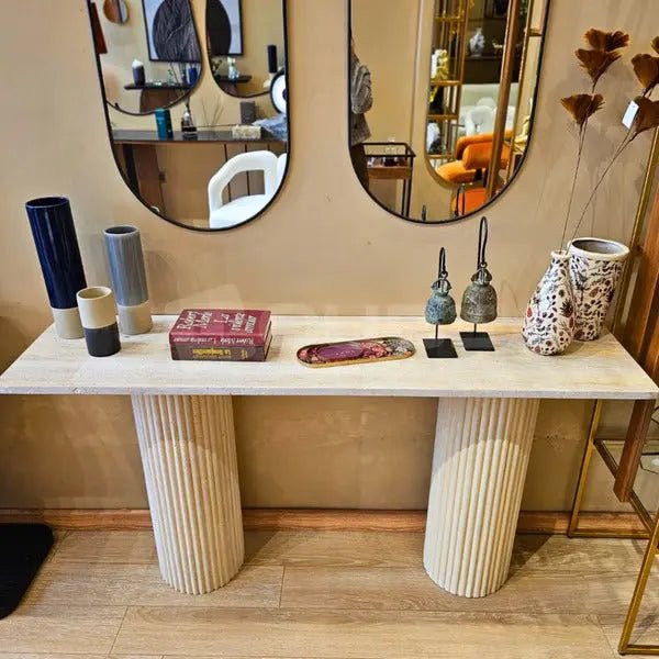 Console d'entrée en travertin Radiance - Modernista Maroc