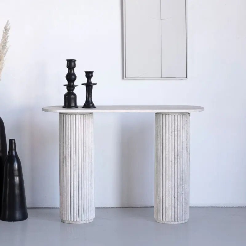 Console d'Entrée en Travertin Selene - Modernista Maroc