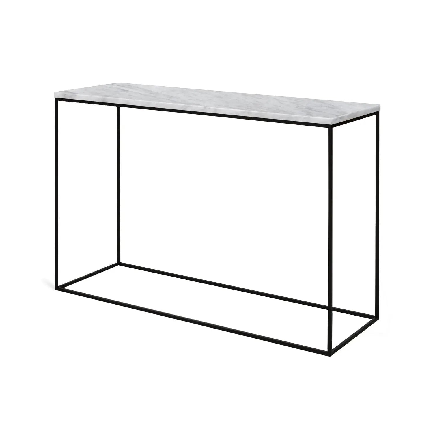Console en Marbre Blanc et Métal Noir – Minimalisme et Raffinement - Modernista Maroc