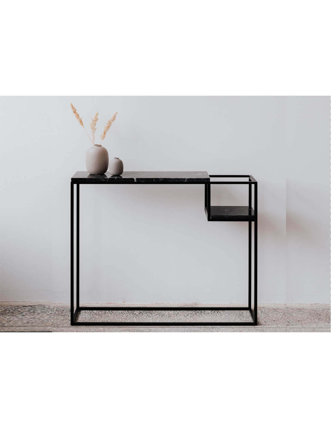 Console en Marbre et Métal – Design Épuré et Rangement Élégant