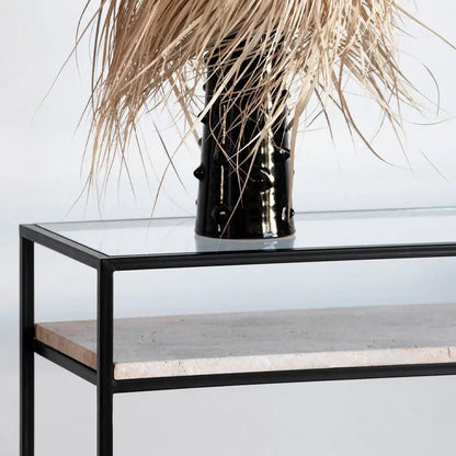 Console en Verre et Travertin Romulus - Modernista Maroc