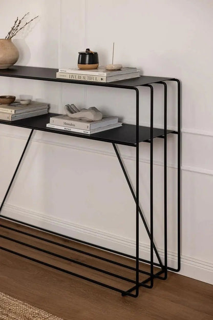 Console Minimaliste en Métal (Noir, Blanc, Beige) - Modernista Maroc