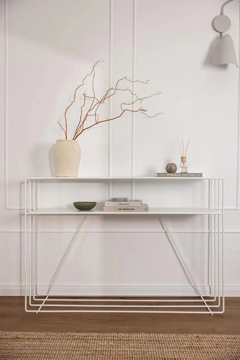 Console Minimaliste en Métal (Noir, Blanc, Beige) - Modernista Maroc