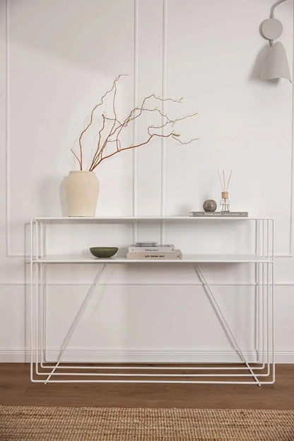 Console Minimaliste en Métal (Noir, Blanc, Beige) - Modernista Maroc