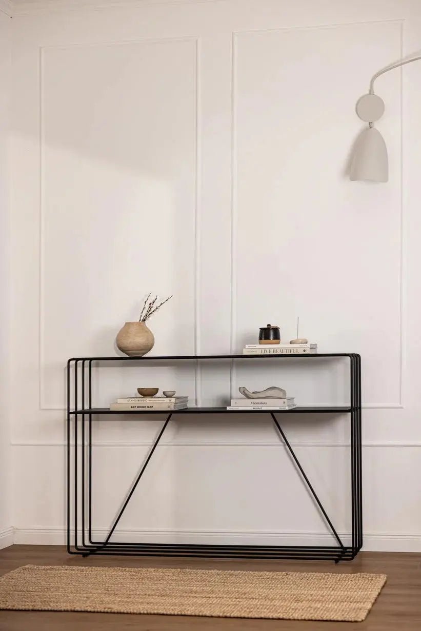 Console Minimaliste en Métal (Noir, Blanc, Beige) - Modernista Maroc
