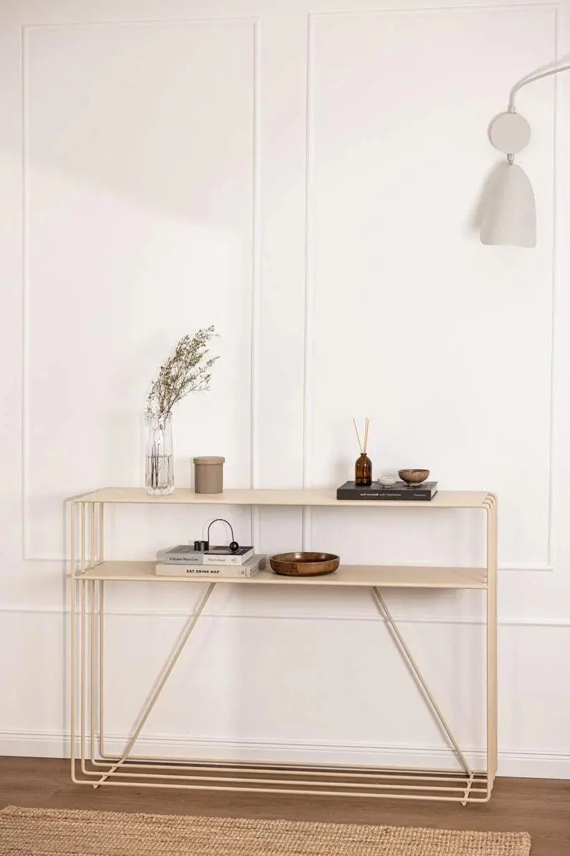 Console Minimaliste en Métal (Noir, Blanc, Beige) - Modernista Maroc