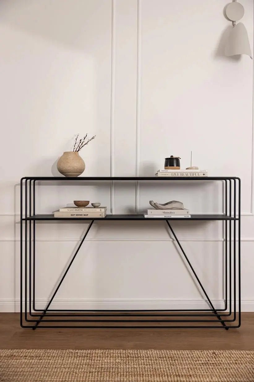 Console Minimaliste en Métal (Noir, Blanc, Beige) - Modernista Maroc