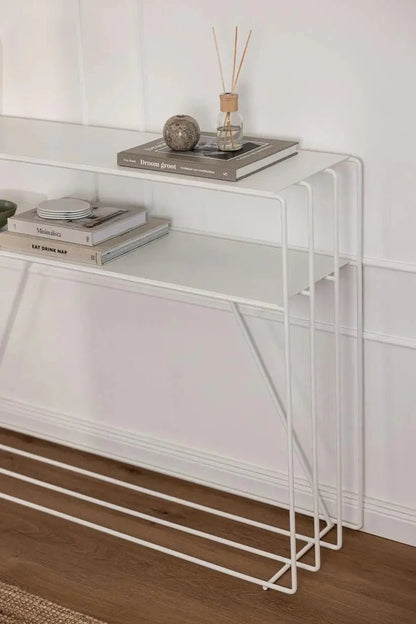 Console Minimaliste en Métal (Noir, Blanc, Beige) - Modernista Maroc