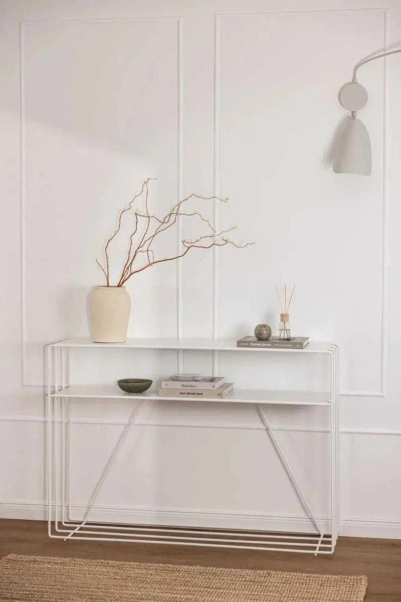 Console Minimaliste en Métal (Noir, Blanc, Beige) - Modernista Maroc