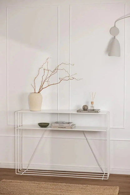 Console Minimaliste en Métal (Noir, Blanc, Beige) - Modernista Maroc