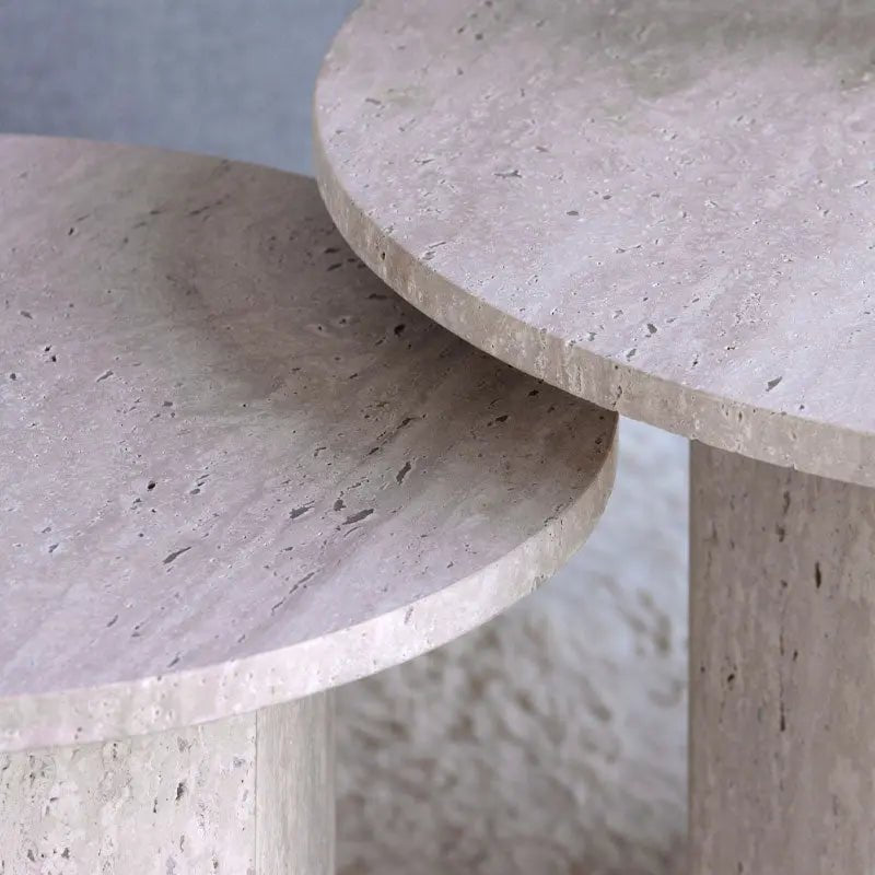 Duo de Tables Basses Callisto en Travertin - Modernista Maroc