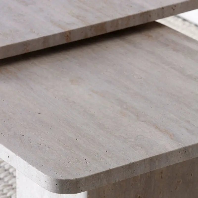 Duo Table Basse Savana en Travertin - Modernista Maroc