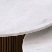 Duo de Tables Basses Liora en Marbre Blanc et Bardage Bois Massif