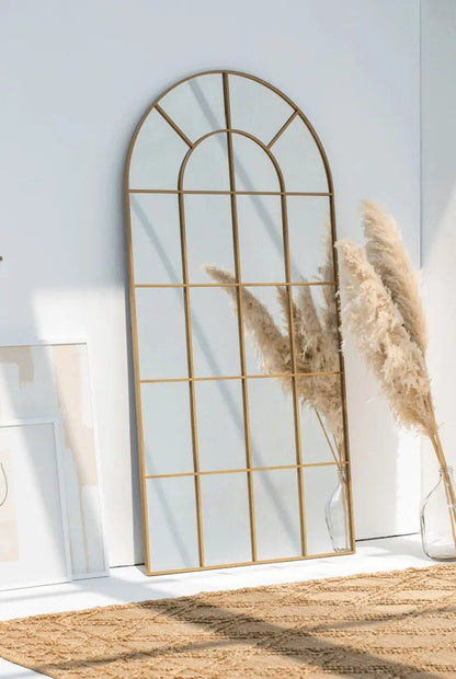 Miroir Fenêtre Arqué Doré – 3 Dimensions - Modernista Maroc
