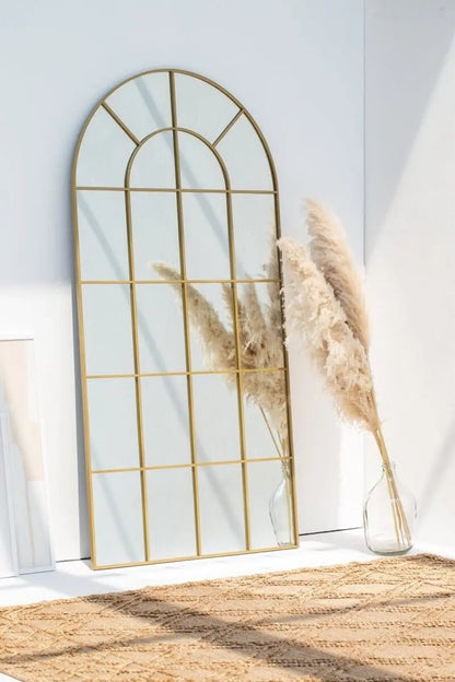 Miroir Fenêtre Arqué Doré – 3 Dimensions - Modernista Maroc
