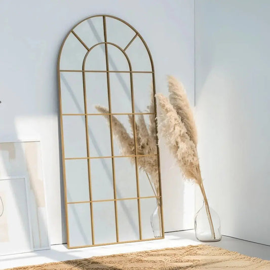 Miroir Fenêtre Arqué Doré – 3 Dimensions - Modernista Maroc