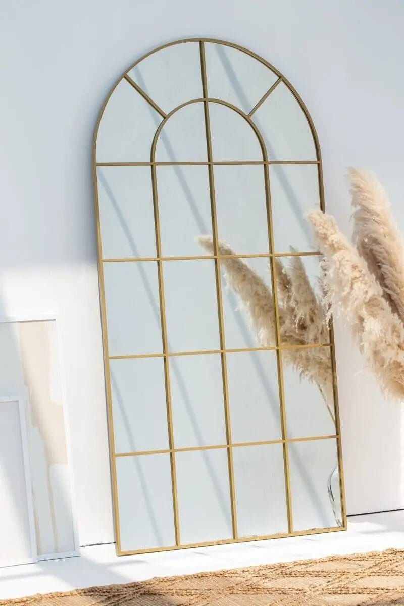 Miroir Fenêtre Arqué Doré – 3 Dimensions - Modernista Maroc