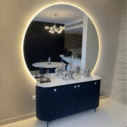 Grand Miroir Rond avec Option LED - Diamètre 180 cm ou 200 cm - Modernista Maroc