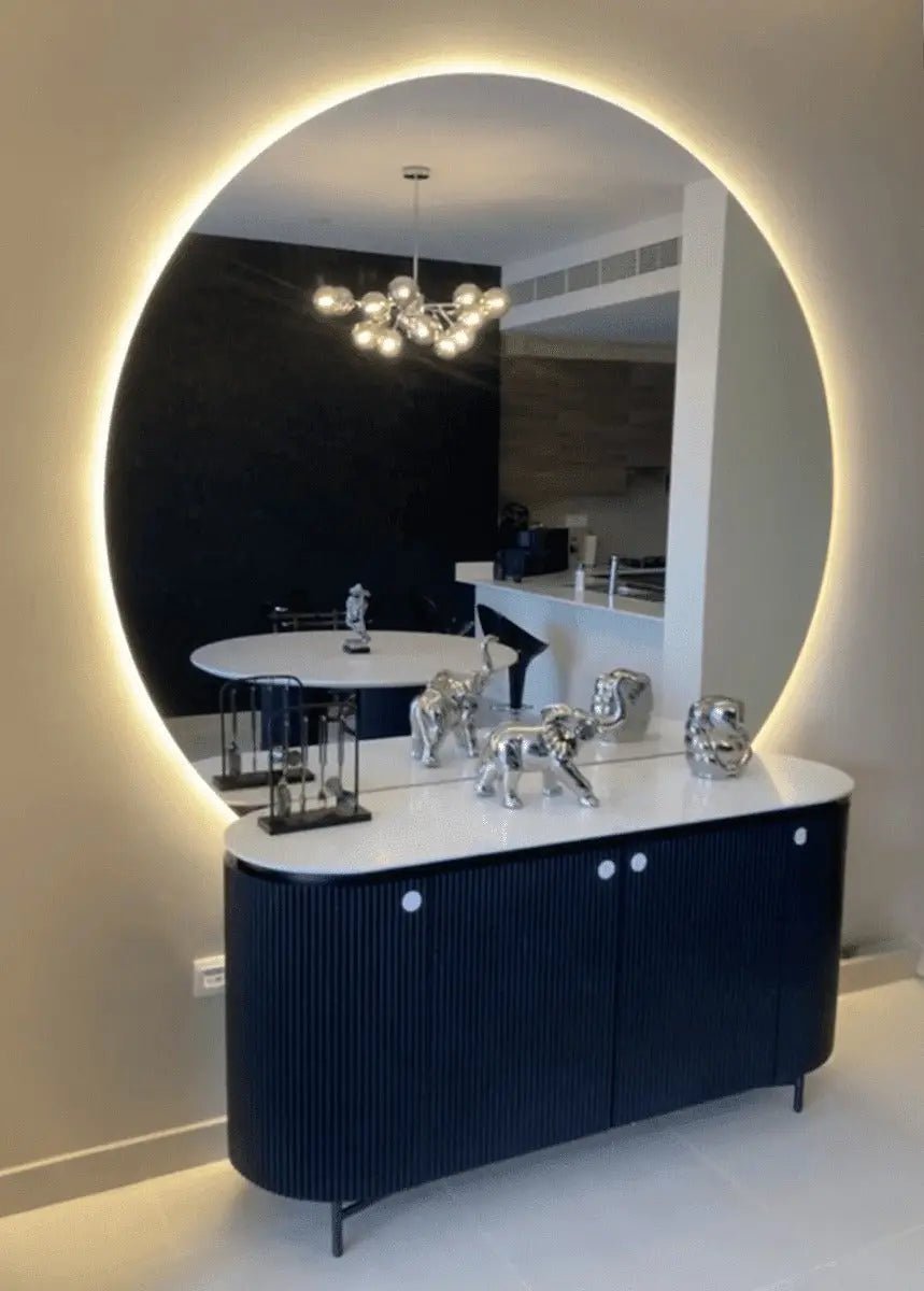 Grand Miroir Rond avec Option LED - Diamètre 180 cm ou 200 cm - Modernista Maroc