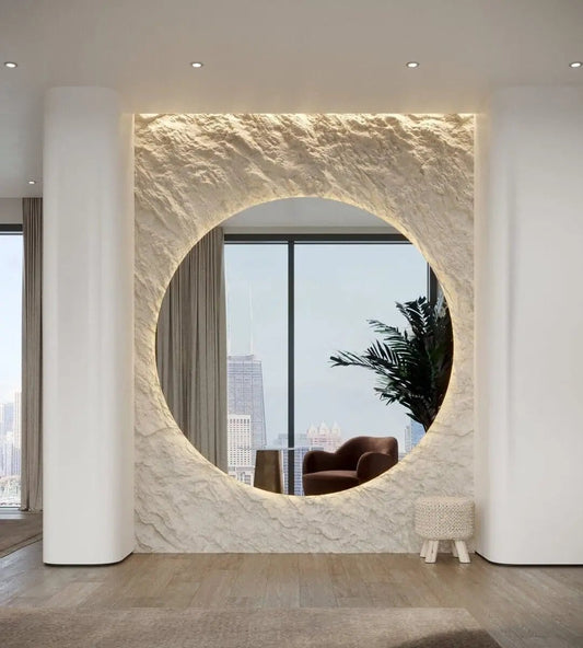 Grand Miroir Rond avec Option LED - Diamètre 180 cm ou 200 cm - Modernista Maroc