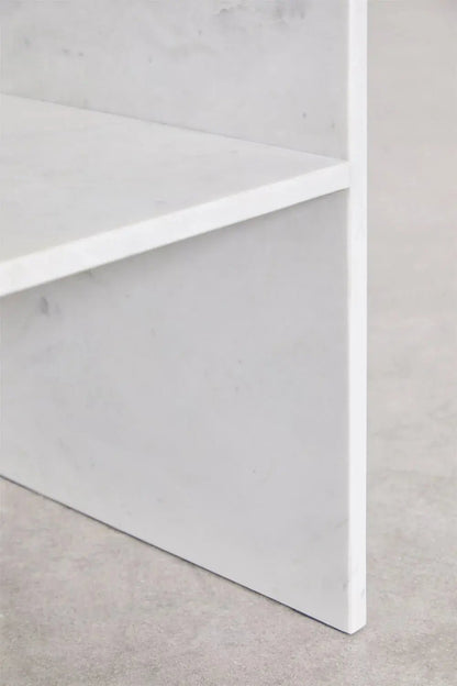 Lot de 2 Tables de Chevet Carrées 35x35 cm – Saphir | Marbre Blanc - Modernista Maroc