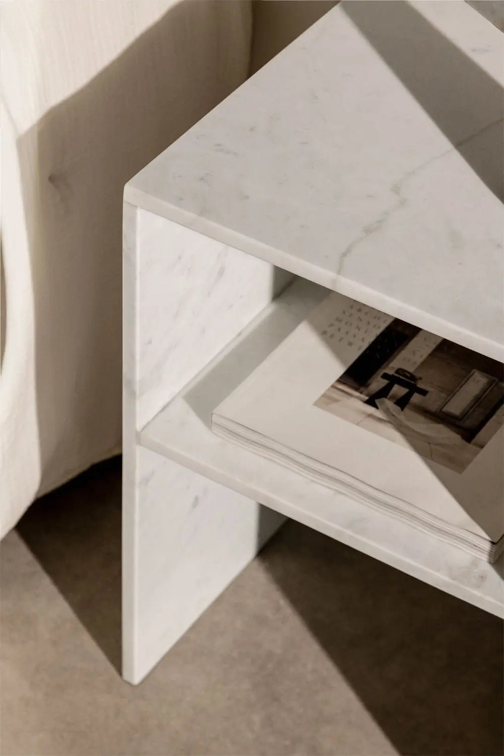 Lot de 2 Tables de Chevet Carrées 35x35 cm – Saphir | Marbre Blanc - Modernista Maroc