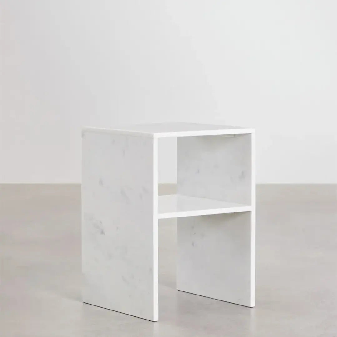Lot de 2 Tables de Chevet Carrées 35x35 cm – Saphir | Marbre Blanc - Modernista Maroc
