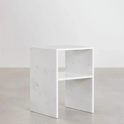 Lot de 2 Tables de Chevet Carrées 35x35 cm – Saphir | Marbre Blanc - Modernista Maroc