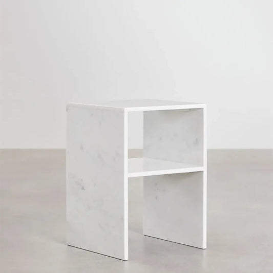 Lot de 2 Tables de Chevet Carrées 35x35 cm – Saphir | Marbre Blanc - Modernista Maroc