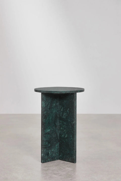 Lot de 2 Tables de Chevet Rondes Ø35 cm – Venia | Marbre Vert Guatemala