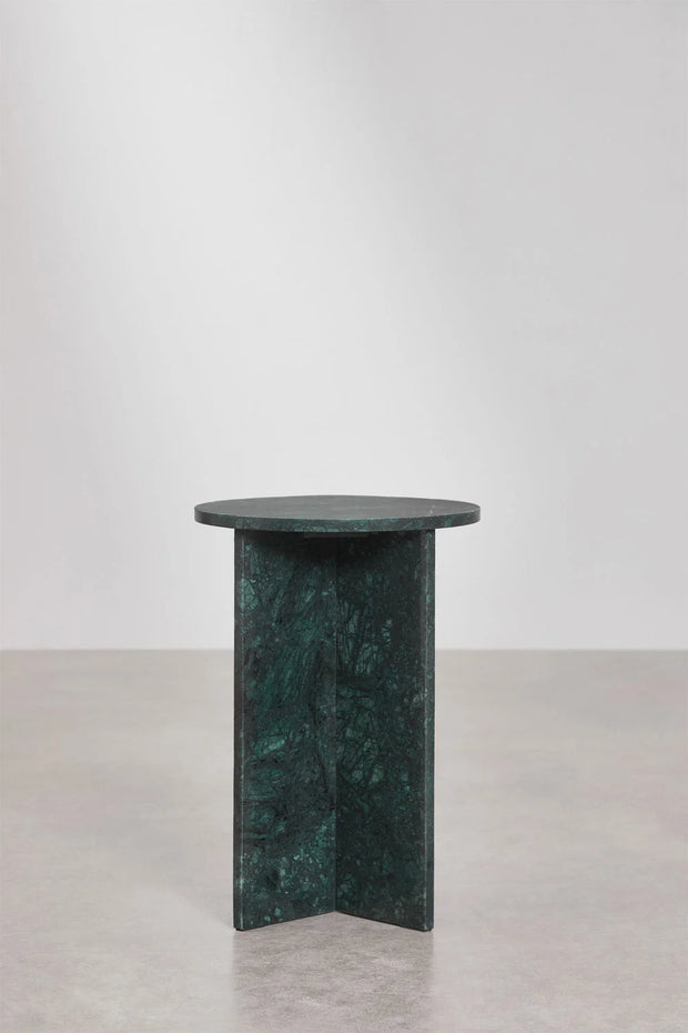 Lot de 2 Tables de Chevet Rondes Ø35 cm – Venia | Marbre Vert Guatemala