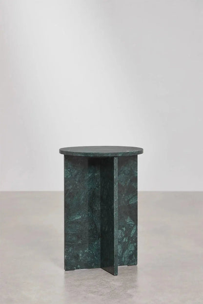 Lot de 2 Tables de Chevet Rondes Ø35 cm – Venia | Marbre Vert Guatemala - Modernista Maroc