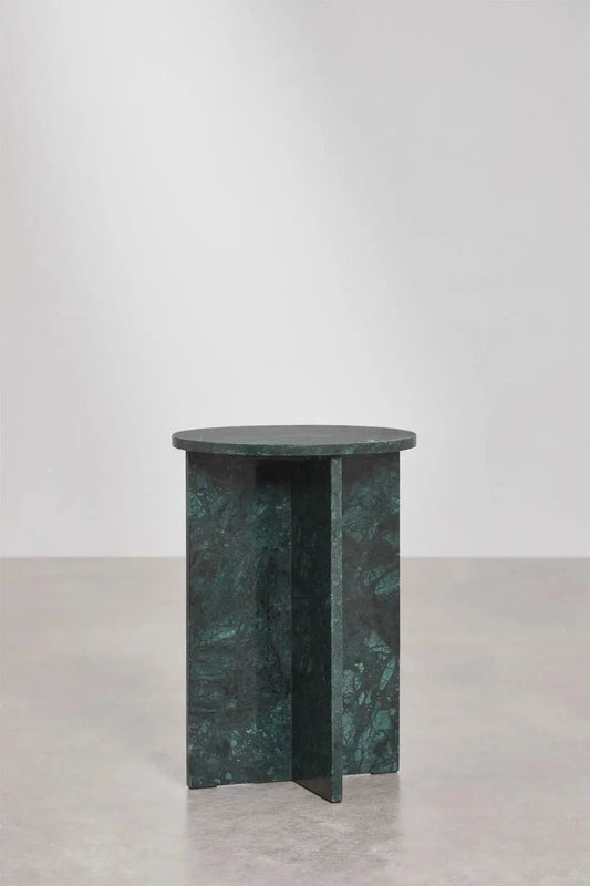Lot de 2 Tables de Chevet Rondes Ø35 cm – Venia | Marbre Vert Guatemala - Modernista Maroc