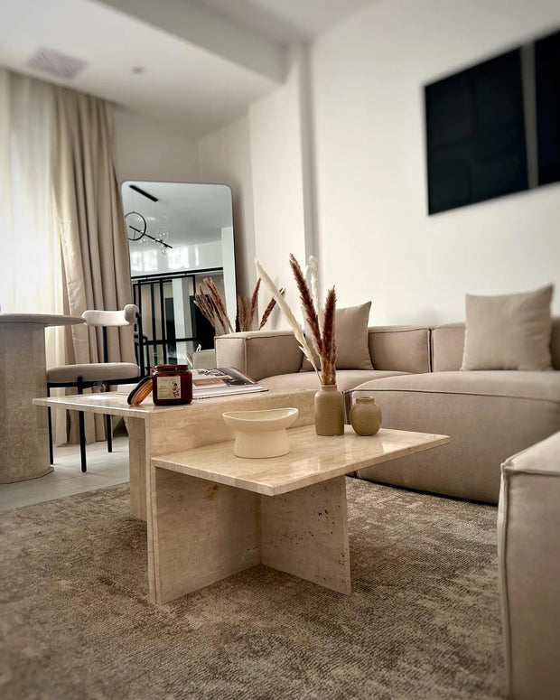 Table basse en travertin Assilah - Modernista Maroc