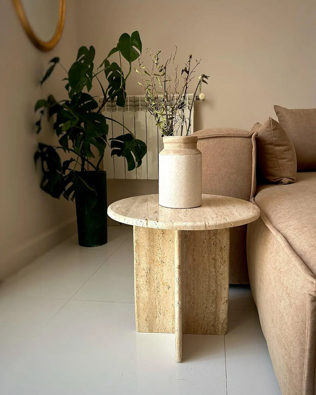 Table d'appoint en travertin Magnifis - Modernista Maroc