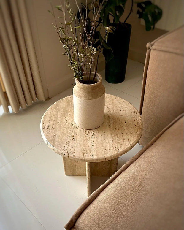 Table d'appoint en travertin Magnifis - Modernista Maroc